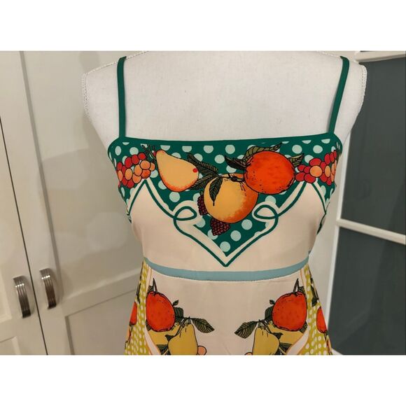 Women's Multicolor Tropical Square Neck Smocked Sleeveless Summer Dress Medium - Picture 3 of 8